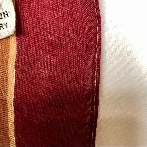 D&C Scarf Red Beige Embroidered Silky 27”X 70” - Picture 13 of 14